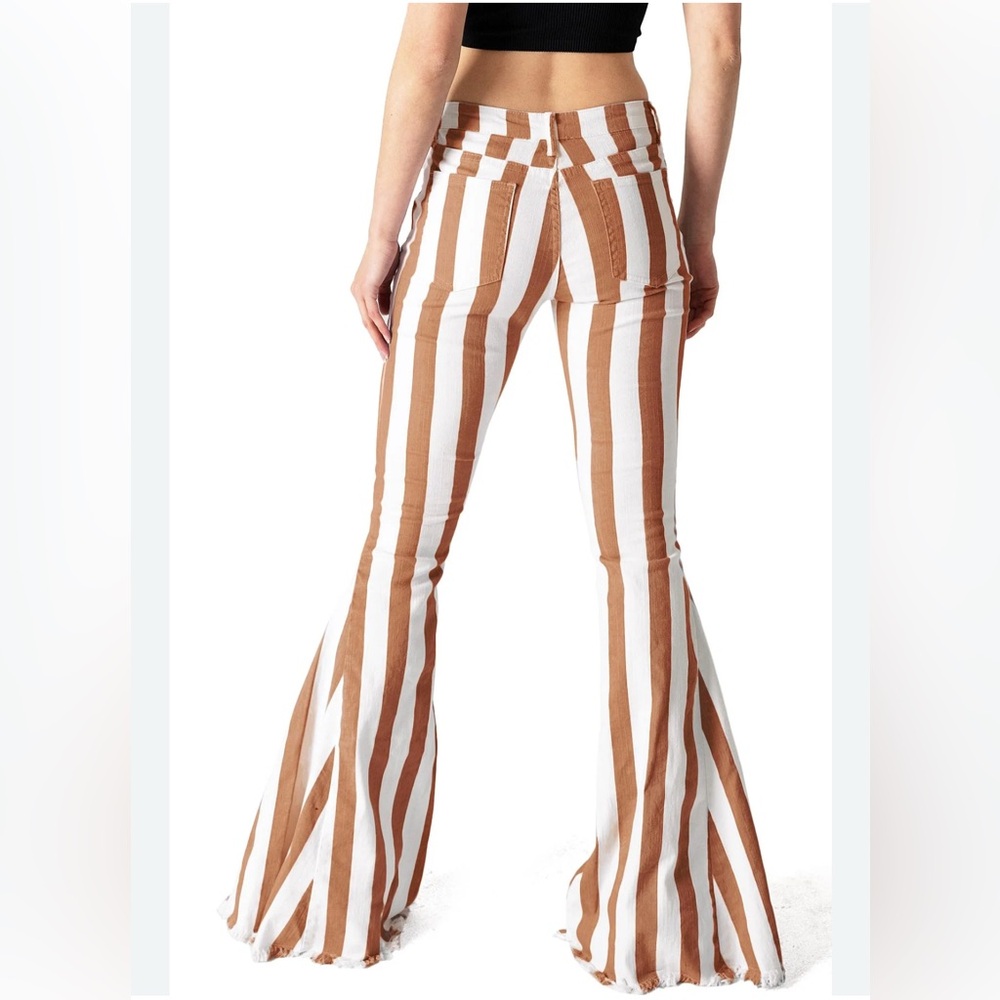 Saints and Hearts Stripe Flare Bell Bottom Jeans Size Small NWOT